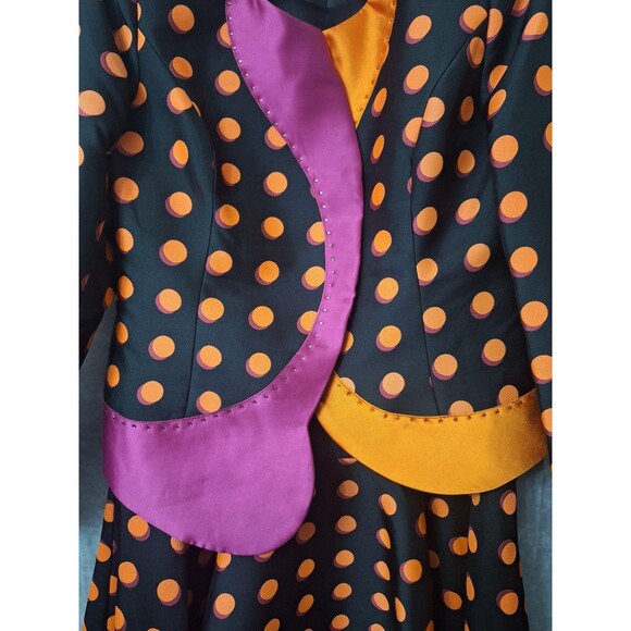 Donna Vinci 2pc Polka Dot Skirt Suit Sz 12 Rhinestones Clown Dopamine Colorful - Picture 11 of 16